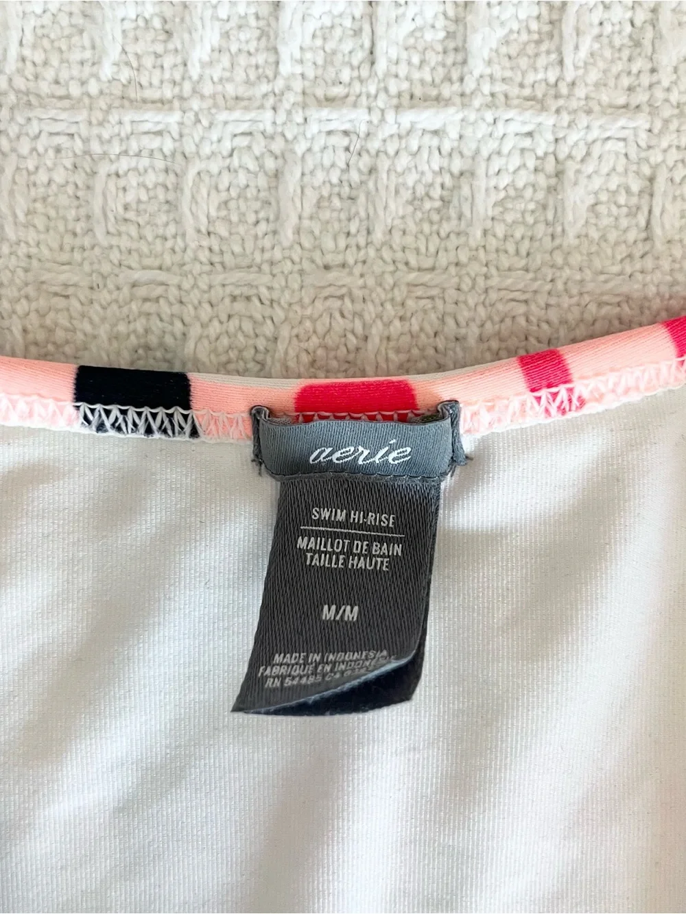 aerie Pink, Mint & Black Plaid High-Waist Swim Bikini medium 32C